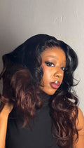 Ombre Black Brown Straight Wig